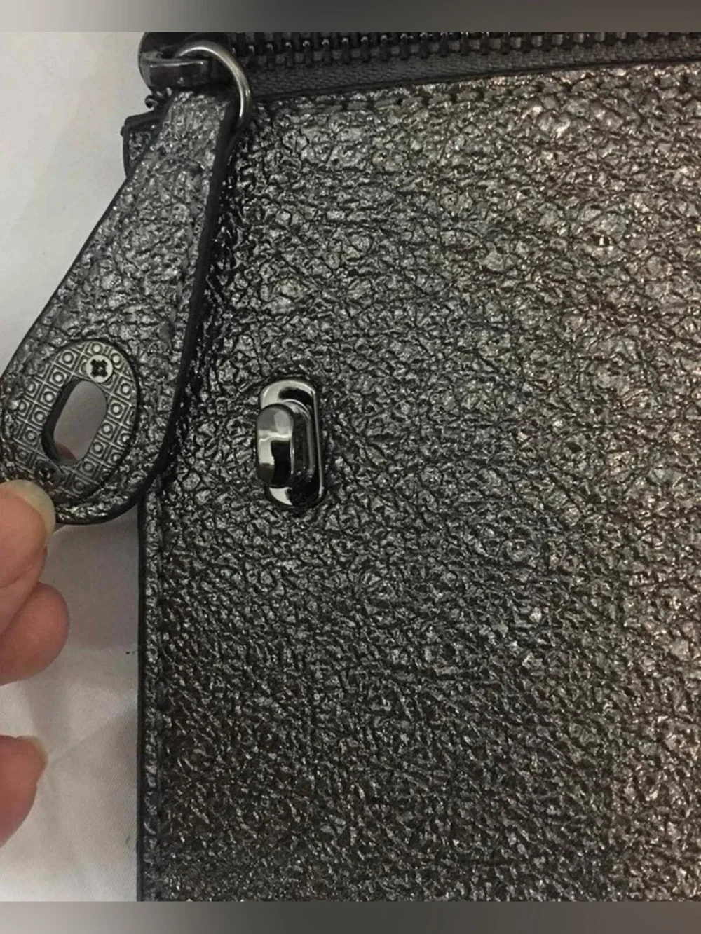Sondra Roberts Black Gunmetal Textured Crossbody Purse